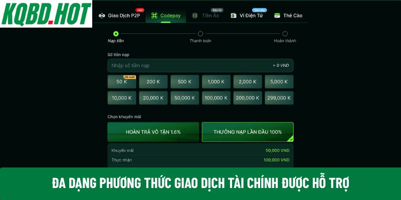 Đa dạng phương thức giao dịch tài chính được hỗ trợ